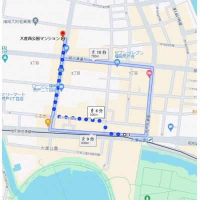予約4/3～ 大産西公園マンション／A室(契約1か月以上のみ)の地図画像