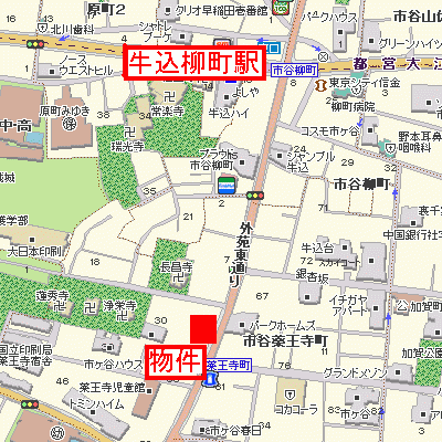 グッドステイ牛込柳町SOUTHガラステージ弐番館■『禁煙ルーム・25平米・駅5分・浴室乾燥付』【ベーシック】の地図画像