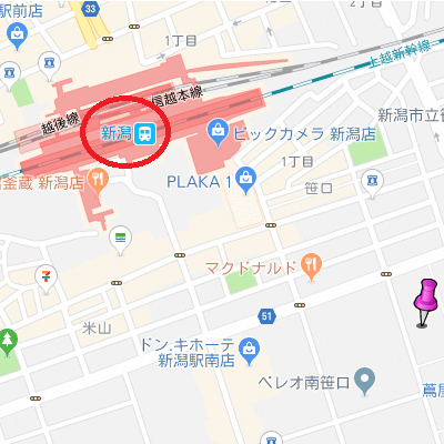 マンスリーリブマックス新潟駅南ラルジュ∴『禁煙ルーム・駅5分』【1名入居限定・3点UB】≪スマートシリーズ≫の地図画像