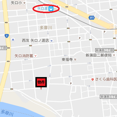 マンスリーリブマックス多摩川・矢口渡ルーブル七番館□『禁煙ルーム』【1名入居限定・浴室乾燥付】≪スタンダードシリーズ≫の地図画像