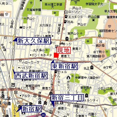 マンスリーリブマックス東新宿駅前▲『禁煙ルーム・駅2分』【独立洗面・浴室乾燥付】≪エクセレントシリーズ≫の地図画像