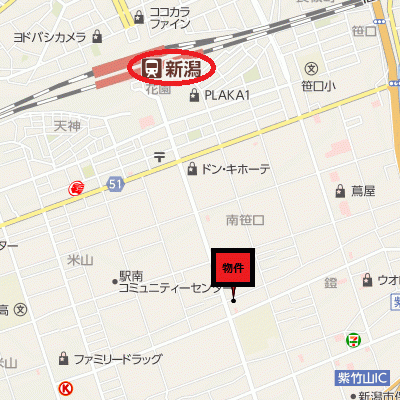 グッドステイ新潟駅南リエス▲『禁煙ルーム・20平米・1名入居限定・セパレート』【ベーシック】の地図画像