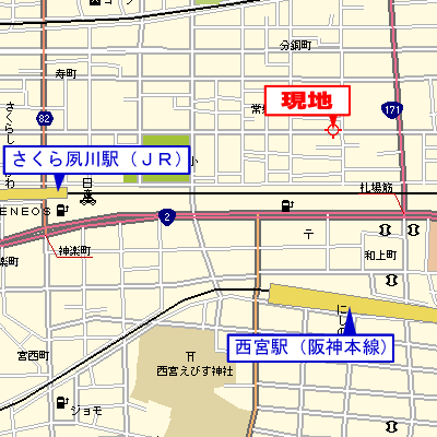 マンスリーリブマックス西宮北常磐町※『2K』【ペット・２口ガスコンロ】≪スマートシリーズ≫の地図画像