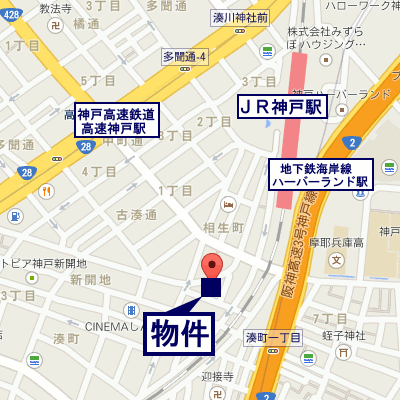 マンスリーリブマックス神戸駅前シュープリーム※【ペット・駅4分・洗浄機能付便座・浴室換気乾燥機】≪エクセレントシリーズ≫の地図画像