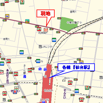 グッドステイ仙台駅前・花京院△『禁煙ルーム・31平米・独立洗面・浴室乾燥付』【ベーシック】の地図画像