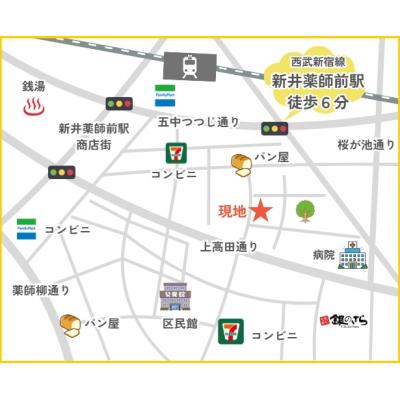 7.1帖の洋室でゆったりステイ♪ ネット無料★バストイレ別・洗面台付きで毎日の支度もスムーズ！設備充実の1K（ロフト付）タイプ！新井薬師前駅徒歩6分！ＭＨ新井Ⅶの地図画像