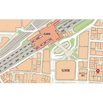 三島のマンスリー　高槻駅前②　★インターネット無料★　JR高槻駅徒歩3分　新快速でJR大阪駅まで15分・JR京都駅まで12分の地図画像