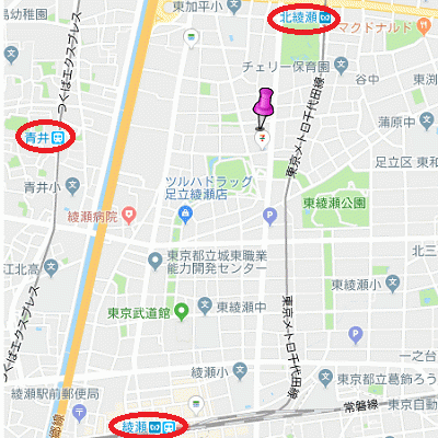 グッドステイ北綾瀬SOUTHクレヴィスタ★『禁煙ルーム・Wi-Fi無制限・独立洗面・浴室乾燥付』【ハイクラス】の地図画像