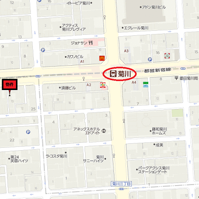 マンスリーリブマックス菊川プレスタイル☆『禁煙ルーム・25平米』【1名入居限定・独立洗面・浴室乾燥付】≪エクセレントシリーズ≫の地図画像