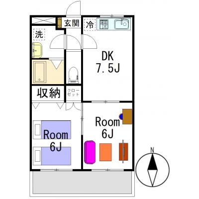 【高崎エリア限定！衝撃プライス！】グランマンスリー高崎緑町R102【広々2DK！2名入居可！】【Wi-Fi無料】の地図画像