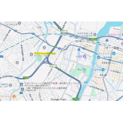 ドエルミツバ緑ヶ丘B棟　北九州市小倉北区板櫃町（インターネット無料、キッチン用品などの備品設置）の物件詳細の地図画像