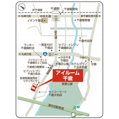 156室 新築!!【複数室可／退去時清掃費以外オール込み】アイルーム千歳（駐車場契約可。部屋数割引あり） の地図画像