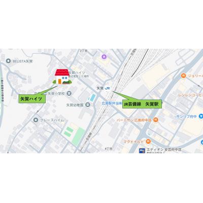 矢賀ハイツ（矢賀駅まで徒歩３分！イオンモール府中も徒歩圏内です！）の地図画像