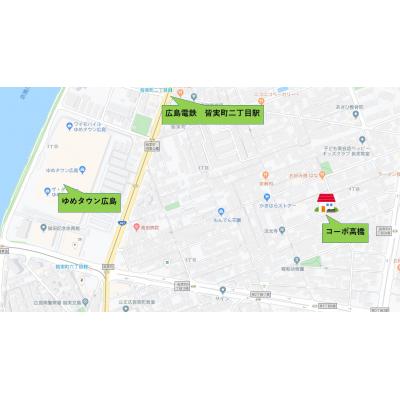 コーポ高橋　３F（駐車場確保可能・広々２DK・ゆめタウン広島すぐそば）の地図画像