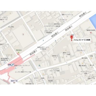 ◇ホテルスタイルリノベーション◇　フォレストテラス西新　E　◇IH2口広々キッチン◇独立洗面台◇の地図画像