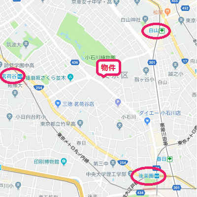 グッドステイ文京白山・小石川植物園前グランド■『禁煙ルーム・1LDK・40平米・Wi-Fi無制限・ローテーブル・ソファ』【デラックス】の地図画像