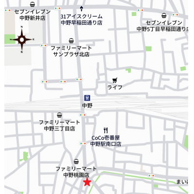 JR中野貸家【1LDK・50㎡・Ｗｉ-Ｆｉ無制限・外国人可】＜寝具・キッチン用品代込＞の地図画像