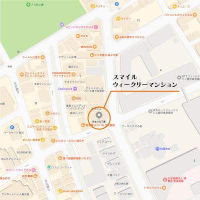 【天文館徒歩7分・洗面台独立・2口コンロ・無料Wi-Fi・1K】スマイルウィークリーマンションの地図画像