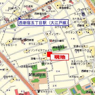 マンスリーリブマックス新宿WEST『禁煙ルーム・1K・22平米』≪スタンダードシリーズ≫の地図画像