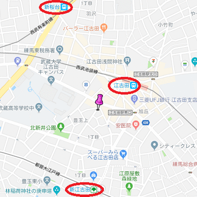 マンスリーリブマックス西武池袋線江古田ステーションフロント★『禁煙ルーム・駅4分』【浴室乾燥付】≪スタンダードシリーズ≫の地図画像