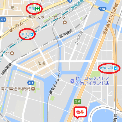 グッドステイ田町芝浦シーフォレシティ☆『禁煙ルーム・21平米・1K・独立洗面・浴室乾燥機能付』【ベーシック】の地図画像