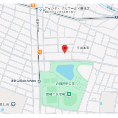 🚉豊橋鉄道東田本線「運動公園前駅」徒歩6分✨駐車場あり🚗お買い物の環境も抜群🌟の地図画像