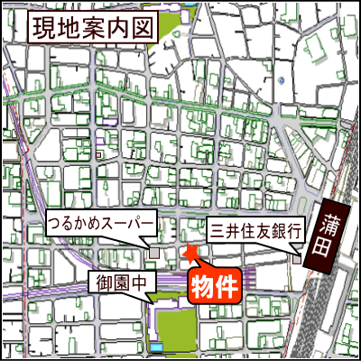 リッツ西蒲田　3Bタイプ　【ダブルベッド】【2人掛けソファ】【ダイニングテーブル】の地図画像