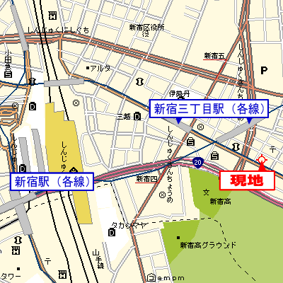 マンスリーリブマックス新宿通り駅前レジデンス▲『1K・20平米・駅徒歩2分』【駐車場有・浴室乾燥・洗浄便座】≪Aタイプ・エクセレントシリーズ≫の地図画像