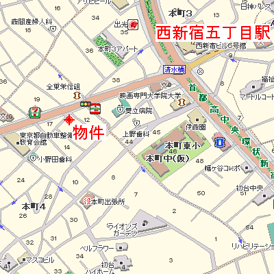 マンスリーリブマックス西新宿五丁目清水橋ステイ■【セパレート】≪スタンダードシリーズ≫の地図画像