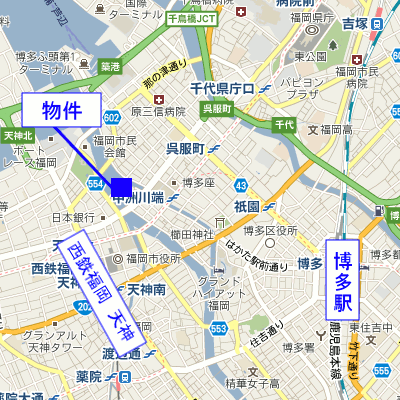 マンスリーリブマックス中洲リバーテラス◎【NET対応】≪スタンダードシリーズ≫の地図画像