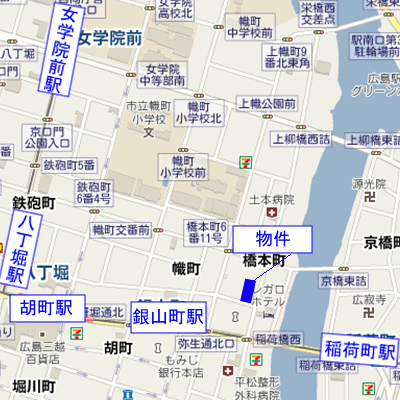 マンスリーリブマックス広島八丁堀ＥＡＳＴ□【30平米・洗浄機能付便座・浴室換気乾燥機・NET対応】≪スタンダードシリーズ≫の地図画像