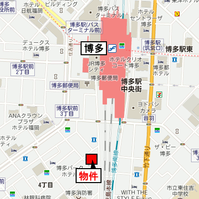 マンスリーリブマックス博多駅前モア■【駅前5分！ガス２口コンロ・独立洗面台】≪スタンダードシリーズ≫の地図画像