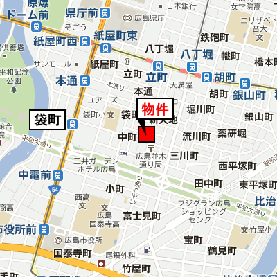 マンスリーリブマックス広島八丁堀南★【Wi-Fi対応・駅5分・NET対応】≪スタンダードシリーズ≫の地図画像