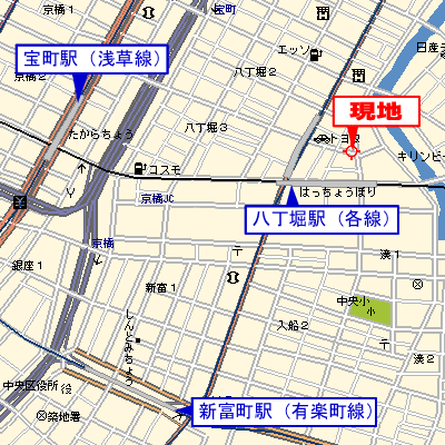グッドステイ東京八丁堀ステーションフロント□『1K・21平米・駅2分・浴室乾燥・2口ガス』【ベーシック】の地図画像