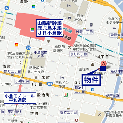 マンスリーリブマックス小倉駅前2※【駅5分・NET対応】≪スマートシリーズ≫の地図画像