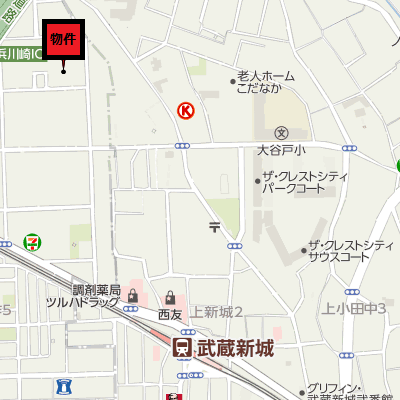 マンスリーリブマックス溝の口・武蔵新城ステイ■【UBタイプ】≪スマートシリーズ≫の地図画像