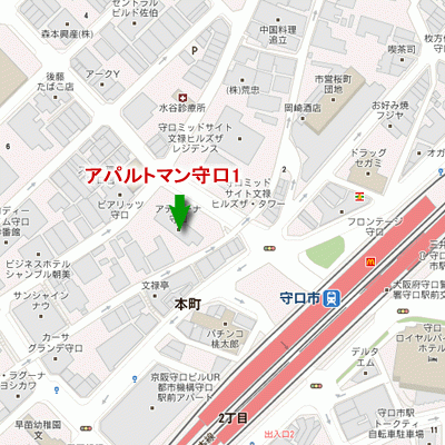 AP守口1【守口市駅徒歩3分！ファミリータイプ物件!!オートロック付★2ＤＫタイプ】の地図画像