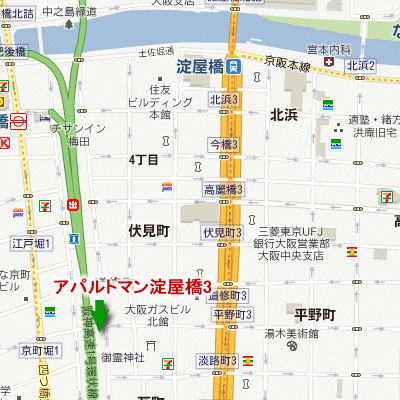 AP淀屋橋3【ビジネスに抜群の立地です！最寄の駅まで徒歩6分圏内！デスクチェア設置物件！在宅ワーク・テレワークにおススメです！】の地図画像