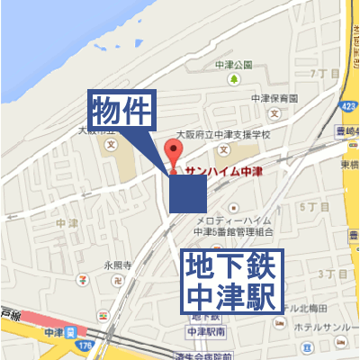 マンスリーリブマックス梅田北ザ・ライブ■【NET対応・洗浄機能付便座・浴室換気乾燥機】≪スタンダードシリーズ≫の地図画像