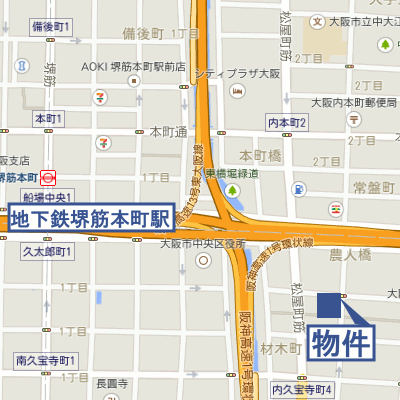 マンスリーリブマックス谷町四丁目駅前プレミアムコート▲【NET固定対応♪・洗浄機能付便座】≪エクセレントシリーズ≫の地図画像