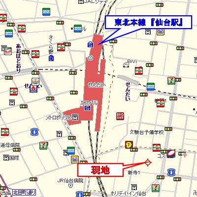 グッドステイ仙台ステーションフロント□《33平米》【ベーシック・駅4分・独立洗面・洗浄便座】の地図画像