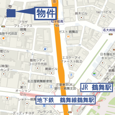 マンスリーリブマックス鶴舞公園ＷＥＳＴ△【NET対応・浴室乾燥機付】≪スタンダードシリーズ≫の地図画像