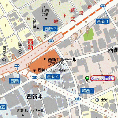 【室内8.5帖】ステラ西新　C　【バストイレ別々】【キッチンガスコンロ】の地図画像