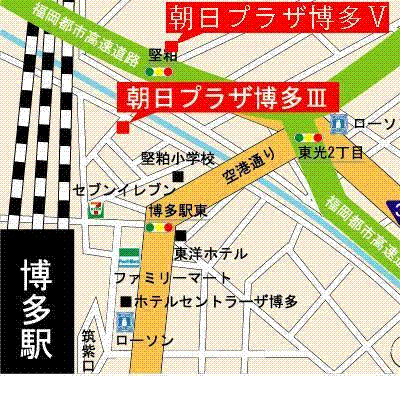 【最大28室可能】朝日プラザ博多3【室内洗濯機付】の地図画像