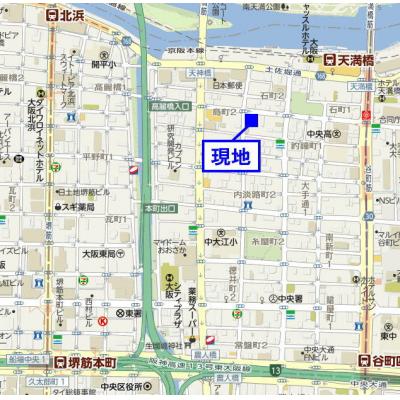 「天満橋駅」徒歩4分｜コンビニ・スーパー近くの地図画像