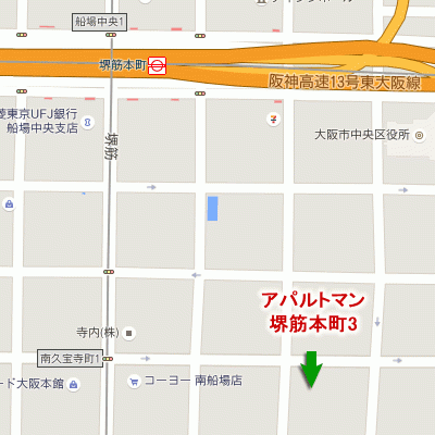AP堺筋本町3【設備充実★ウォシュレット・浴室暖房乾燥機・独立洗面台完備！ネット無料・デスクチェア設置物件！在宅ワーク・テレワークにおススメです！】の地図画像