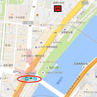 マンスリーリブマックス浅草駅前スカイガーデン□【40平米・1LDK・駅3分・ローテーブル・ソファ・浴室乾燥・洗浄便座】≪プレミアムシリーズ≫の地図画像