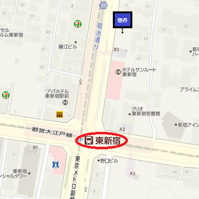 グッドステイ新宿グリーンヴェール■『27平米・駅1分・独立洗面・浴室乾燥・洗浄便座』【デラックス】の地図画像