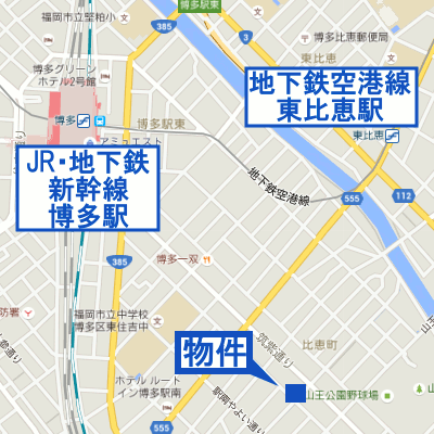 マンスリーリブマックス博多駅東エンクレスト■【NET対応・洗浄機能付便座・独立洗面台付】≪スタンダードシリーズ≫の地図画像