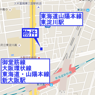 グッドステイ新大阪ステーションプラザ■【ベーシック・NET対応・洗浄機能付便座・浴室乾燥機・ロフト付】の地図画像